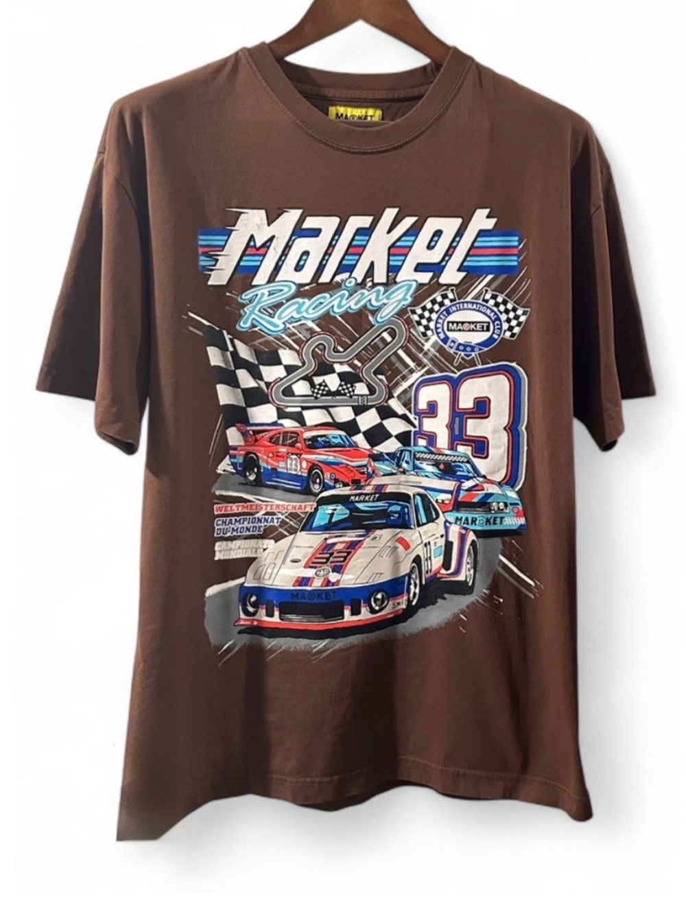 MARKET Motorsport Print Brown Graphic T-shirt Size Men’s Large
